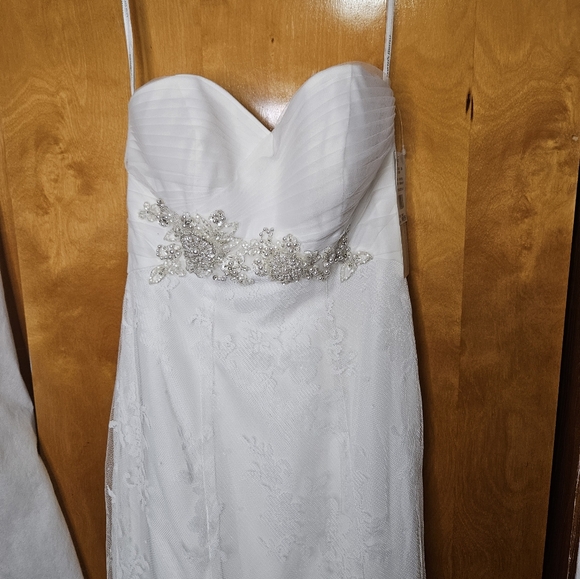 David's Bridal WG3436 Strapless Bridal Gown With Embellishments Sz Zero NWT - Picture 5 of 11